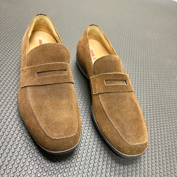 Prada Loafers Brown Suede Size 9 US Pre-Owned - Picture 1 of 6